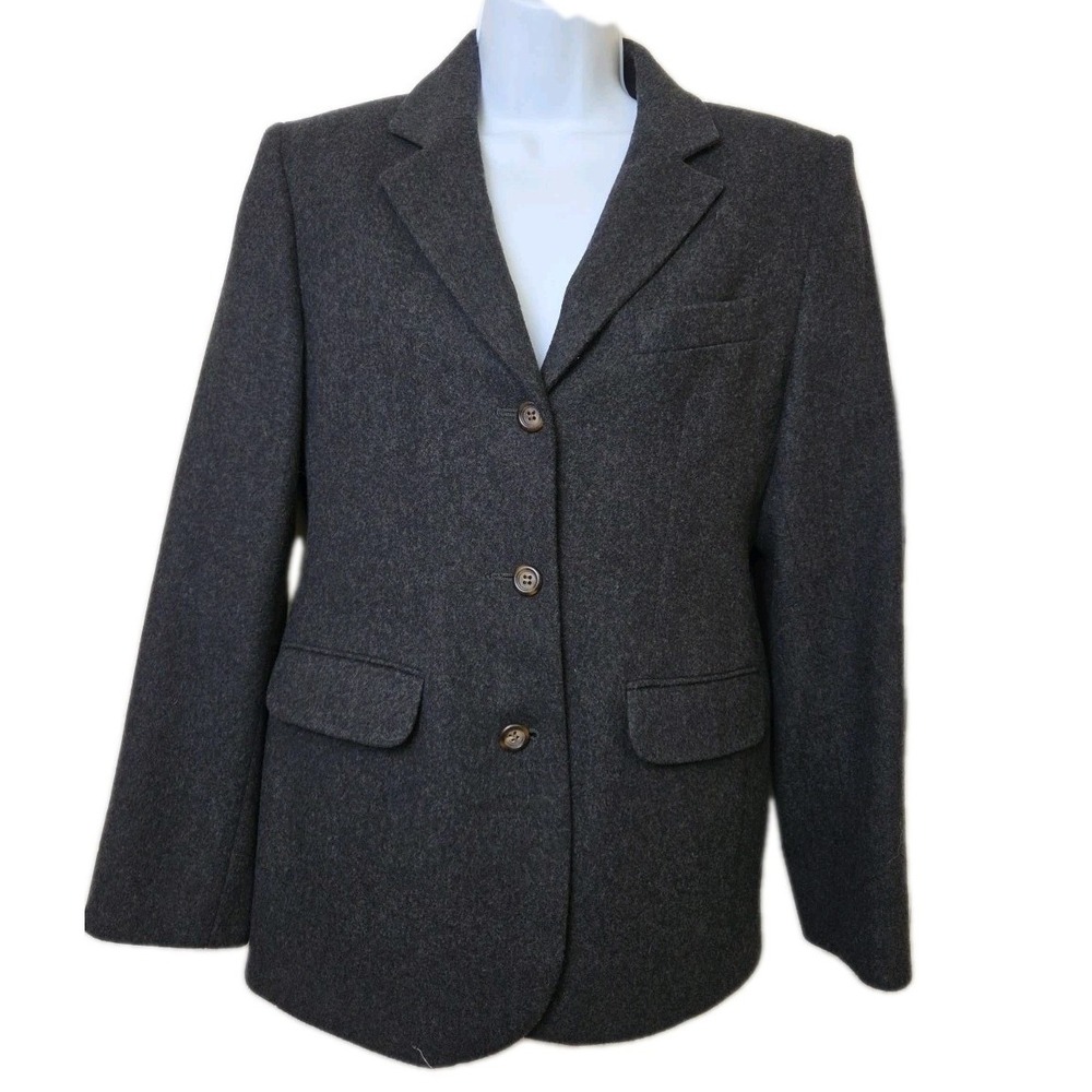 Vtg L.L. Bean Wool Cashmere Blazer Jacket Women's Size 6 Charcoal Gray USA Made